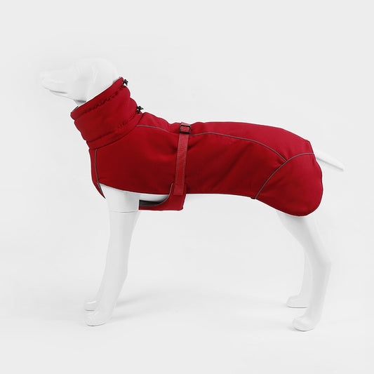 Greyhound Coat with Adjustable Clip Waist Strap Red